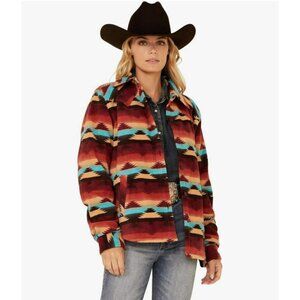 Outback Trading Ladies Size S/M Scarlett Big Shirt Sunset Southwestern Fleece